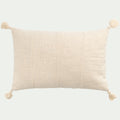 DIKIS - Coussin à pompons en coton 40x60cm - blanc