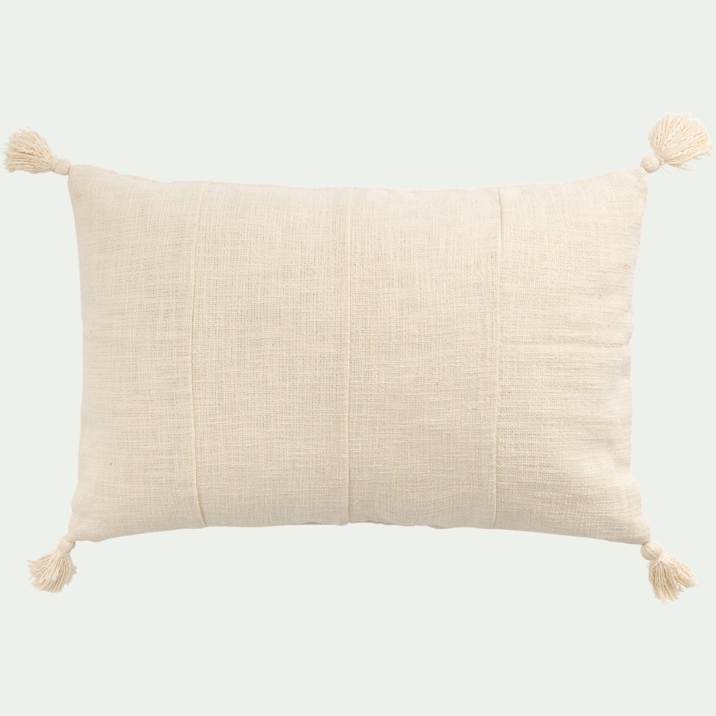 DIKIS - Coussin à pompons en coton 40x60cm - blanc
