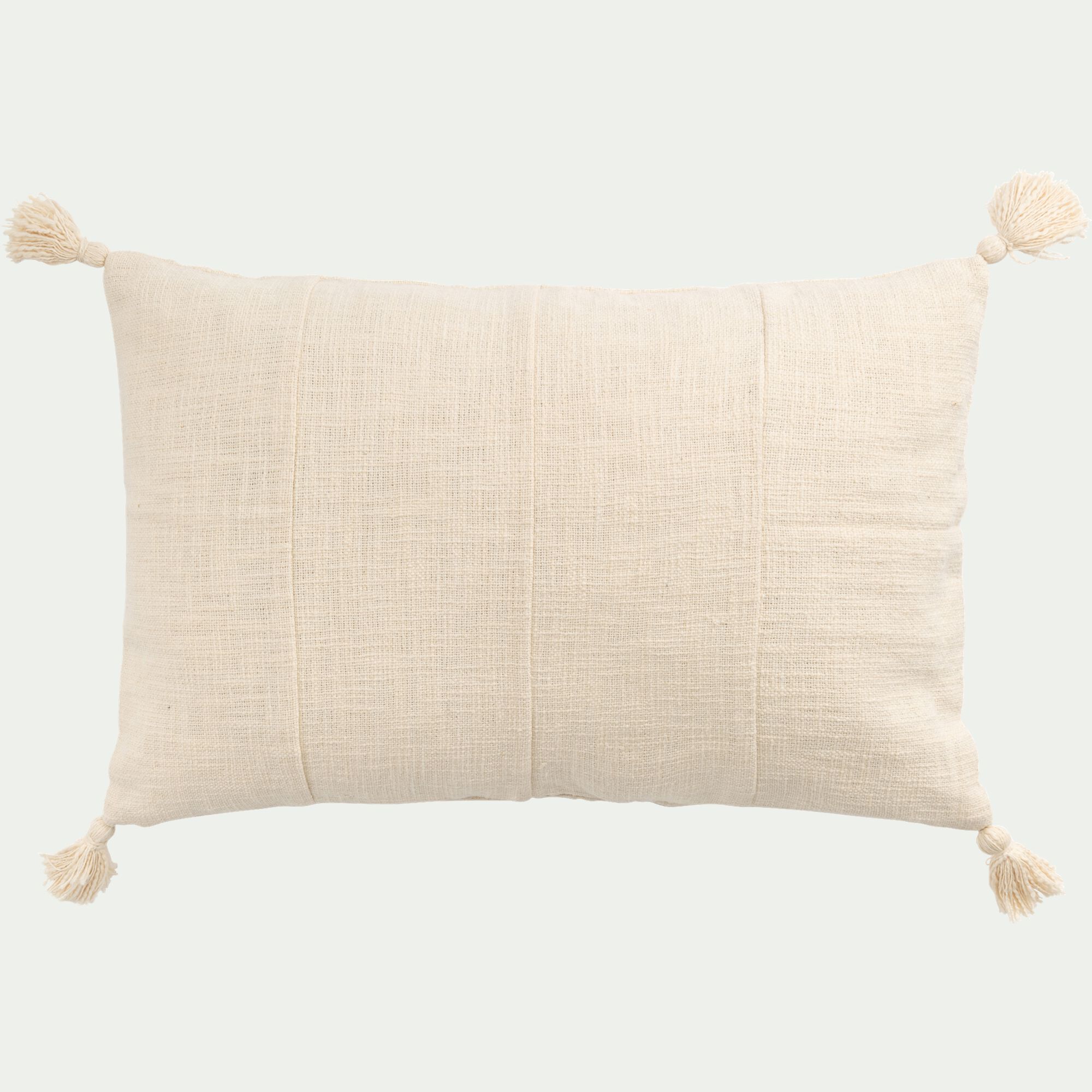 DIKIS - Coussin à pompons en coton 40x60cm - blanc