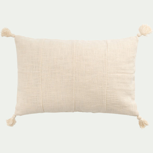 DIKIS - Coussin à pompons en coton 40x60cm - blanc