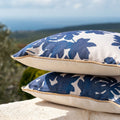 FIGUIER - Coussin d'extérieur à motif feuilles de figuier 45x45cm - bleu