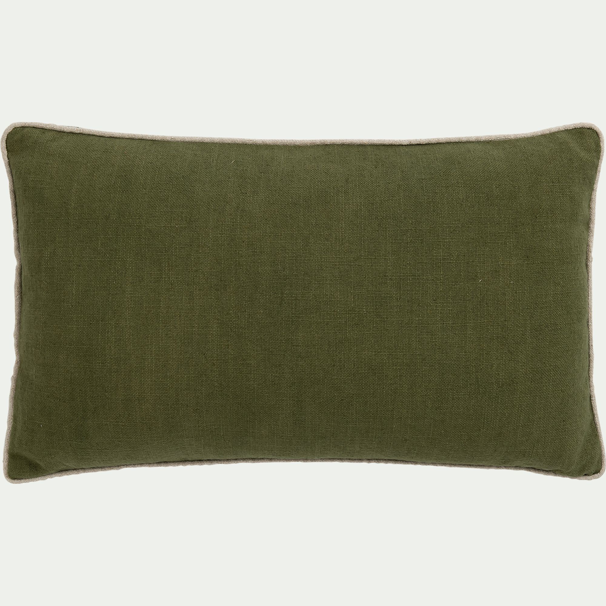 HABL - Coussin avec passepoil en lin et coton 30x50cm - vert tamegroute