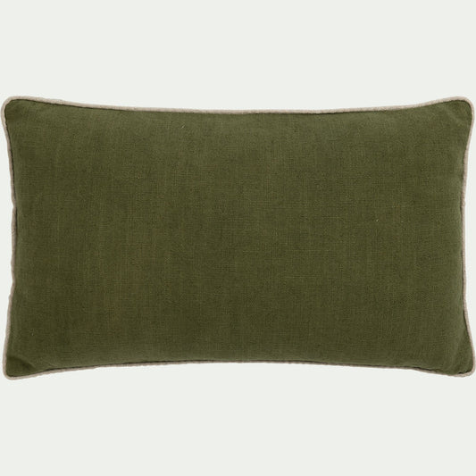 HABL - Coussin avec passepoil en lin et coton 30x50cm - vert tamegroute