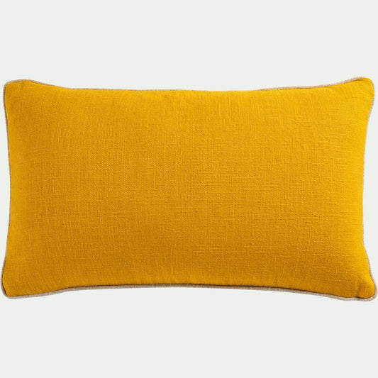HABL - Coussin avec passepoil en lin et coton 30x50cm - jaune argan