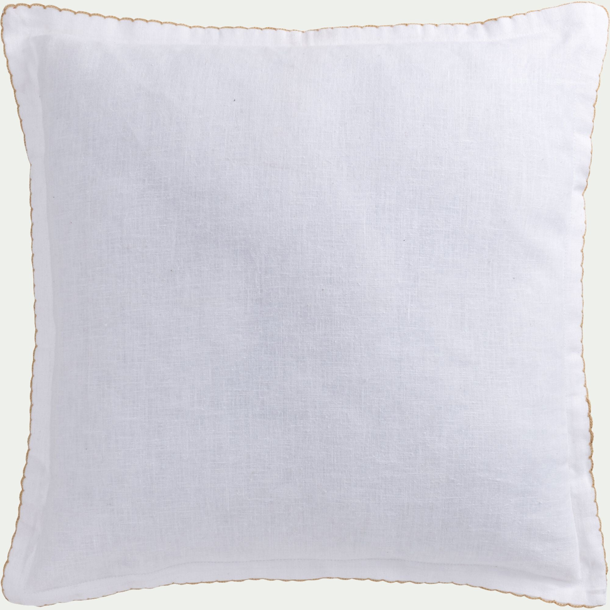 ISTIA - Coussin finition croquet en lin et coton 45x45cm - blanc