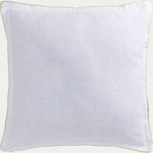 ISTIA - Coussin finition croquet en lin et coton 45x45cm - blanc