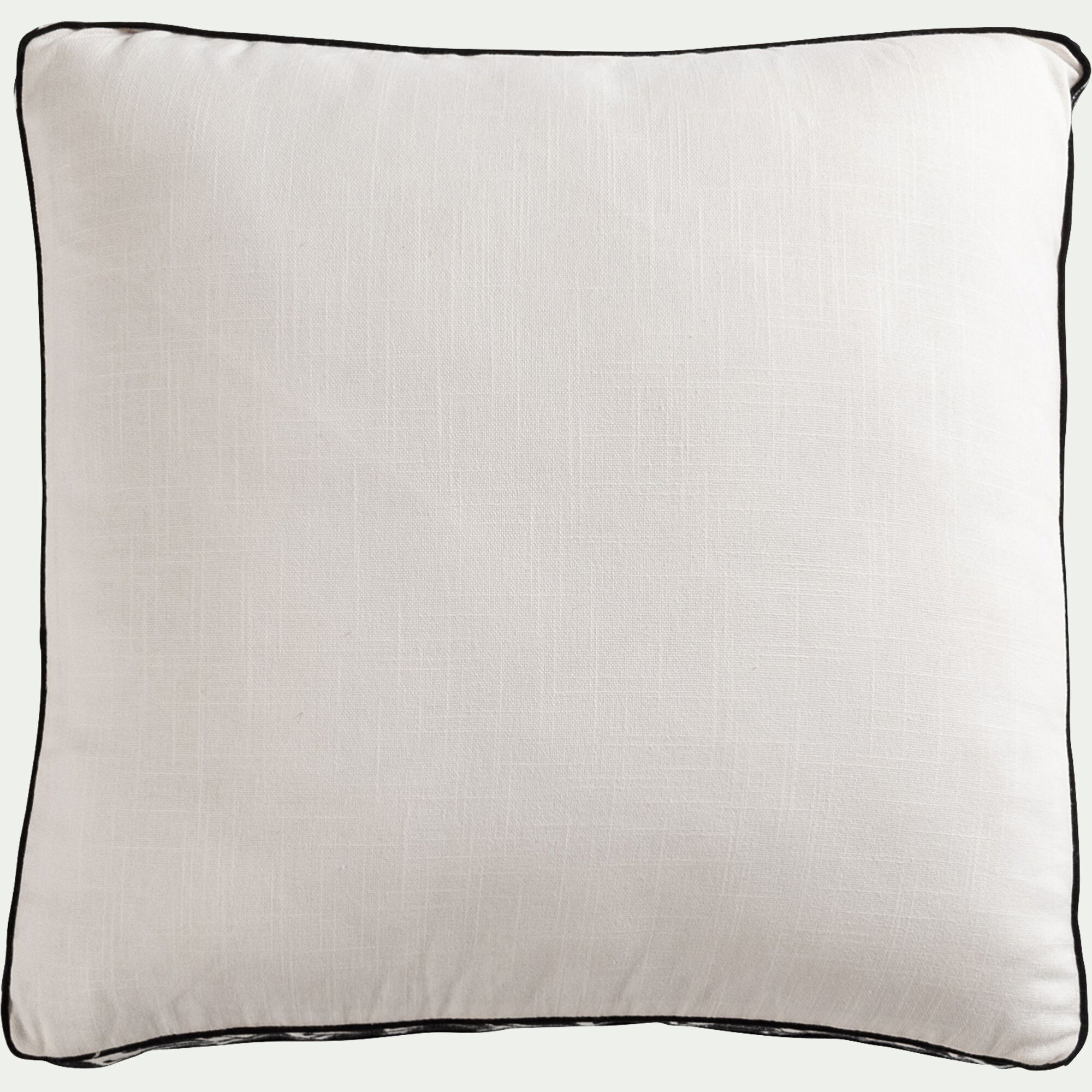 KISSOS - Coussin à frise brodée en coton 45x45cm - blanc