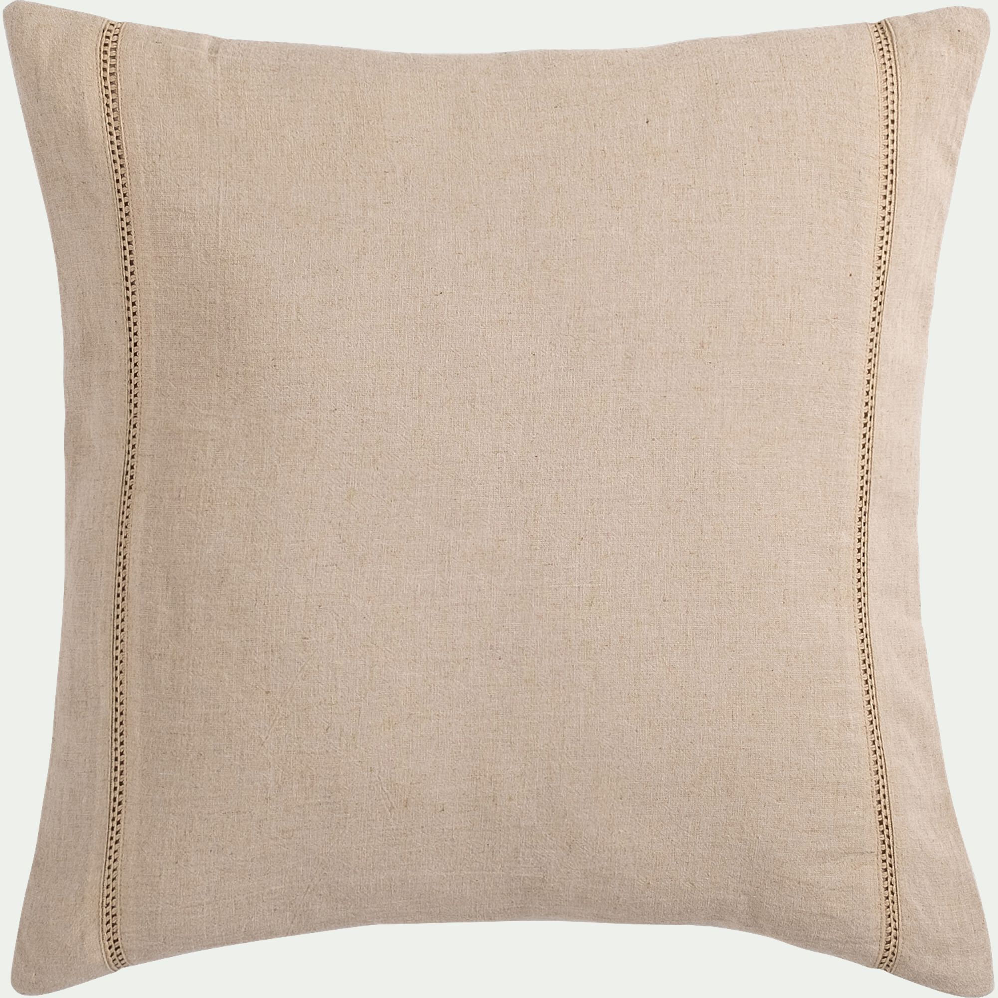 LAUZON - Coussin en lin et coton finition liseré 45x45cm - beige