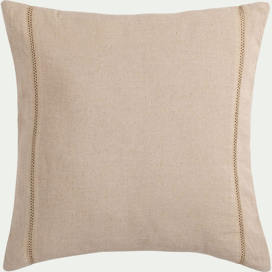 LAUZON - Coussin en lin et coton finition liseré 45x45cm - beige