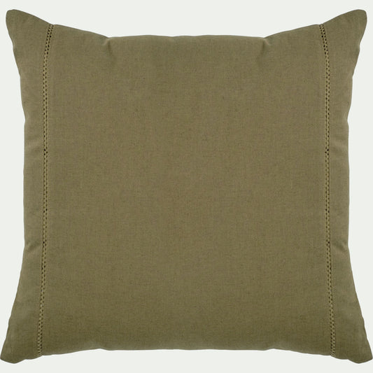 LAUZON - Coussin en lin et coton finition liseré 45x45cm - vert mousse