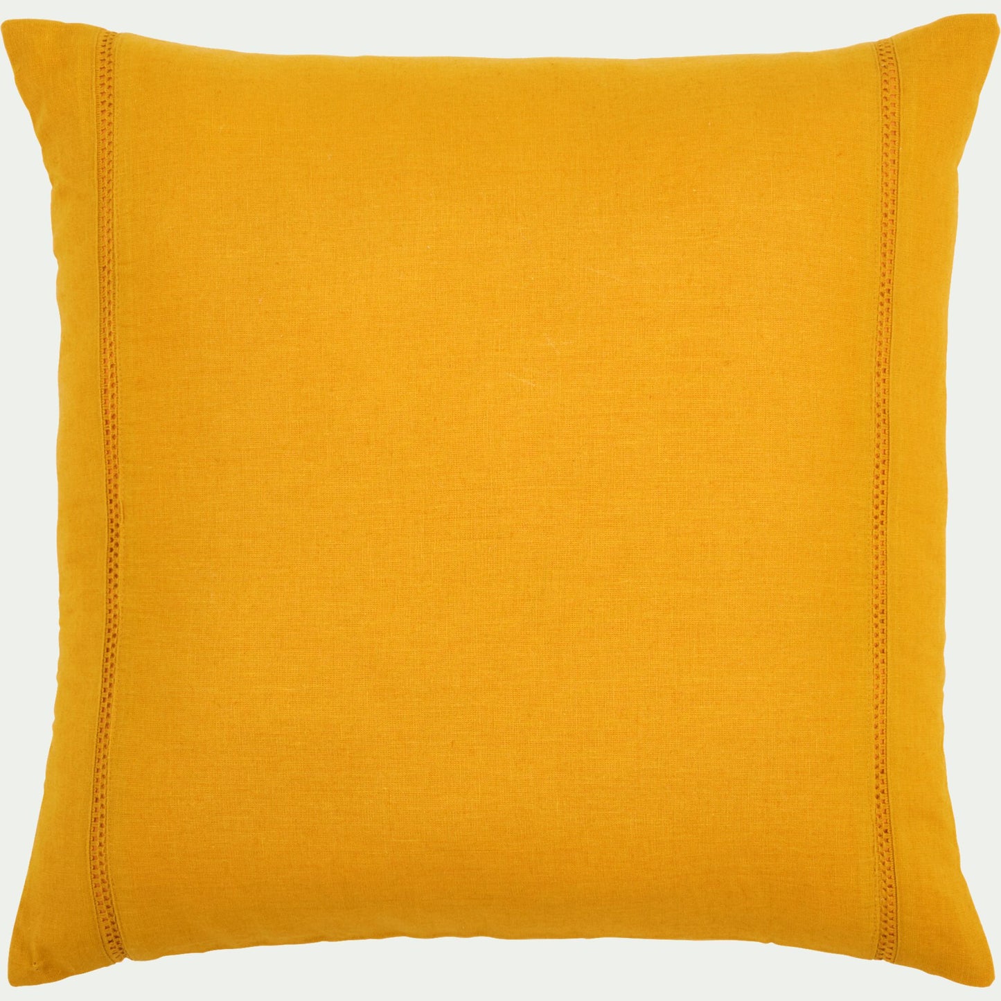 LAUZON - Coussin en lin et coton finition liseré 45x45cm - jaune argan