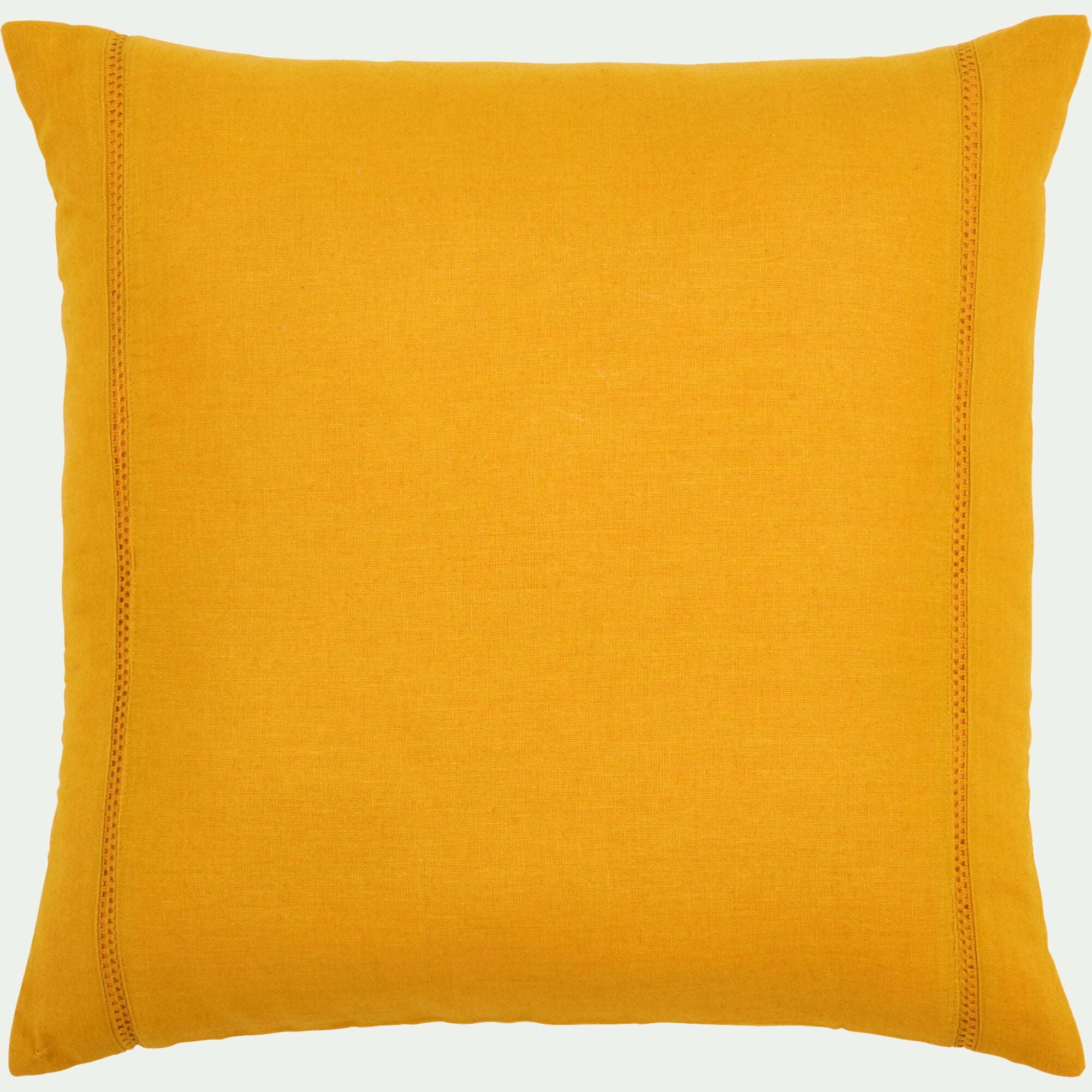 LAUZON - Coussin en lin et coton finition liseré 45x45cm - jaune argan