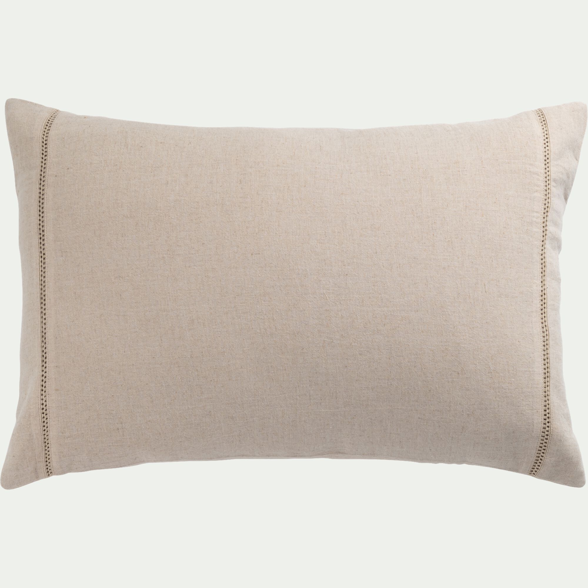 LAUZON - Coussin en lin et coton finition liseré 40x60cm - beige