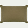 LAUZON - Coussin en lin et coton finition liseré 40x60cm - vert mousse