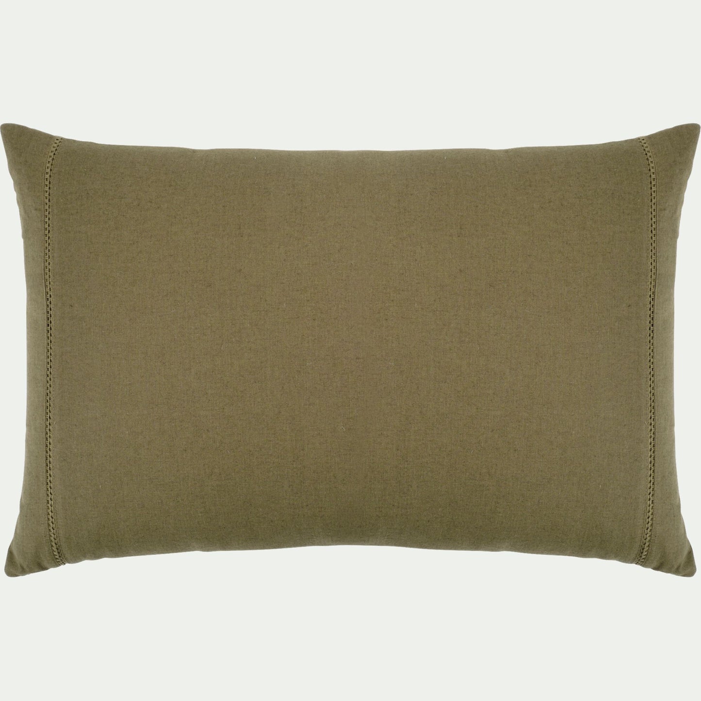 LAUZON - Coussin en lin et coton finition liseré 40x60cm - vert mousse