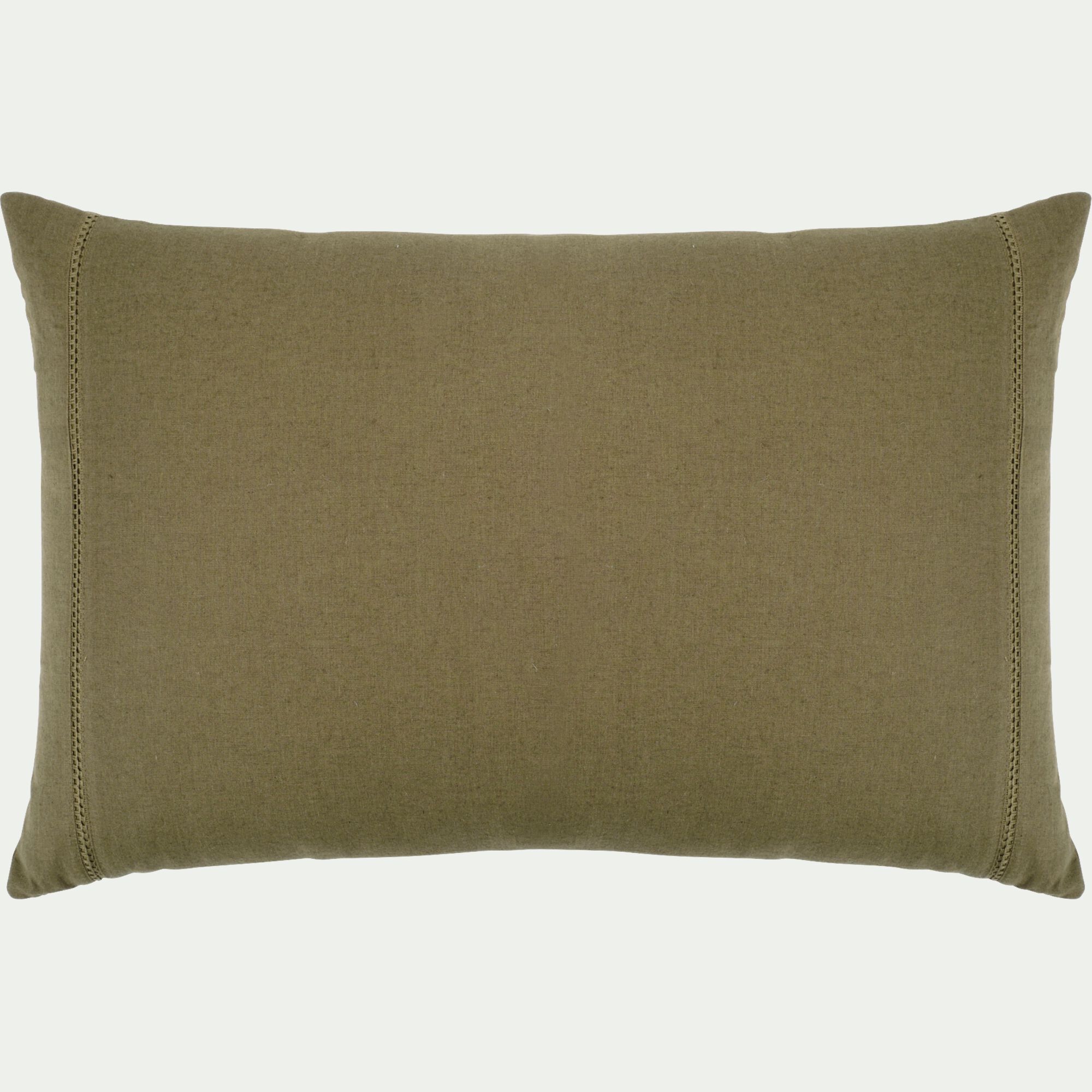 LAUZON - Coussin en lin et coton finition liseré 40x60cm - vert mousse