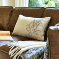 LILANE - Coussin brodé en coton 30x50cm - naturel