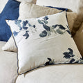 LINH - Coussin motif floral en lin et coton 45x45cm - blanc