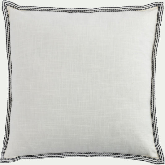 MEDEIS - Coussin en coton finition galon 45x45cm - blanc