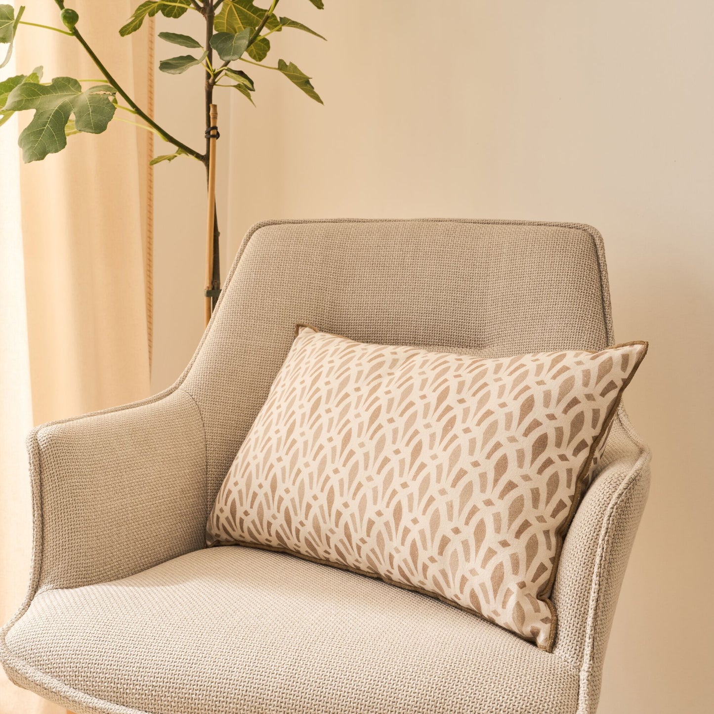 QAR - Coussin en coton à motif 30x50cm - beige
