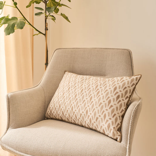 QAR - Coussin en coton à motif 30x50cm - beige