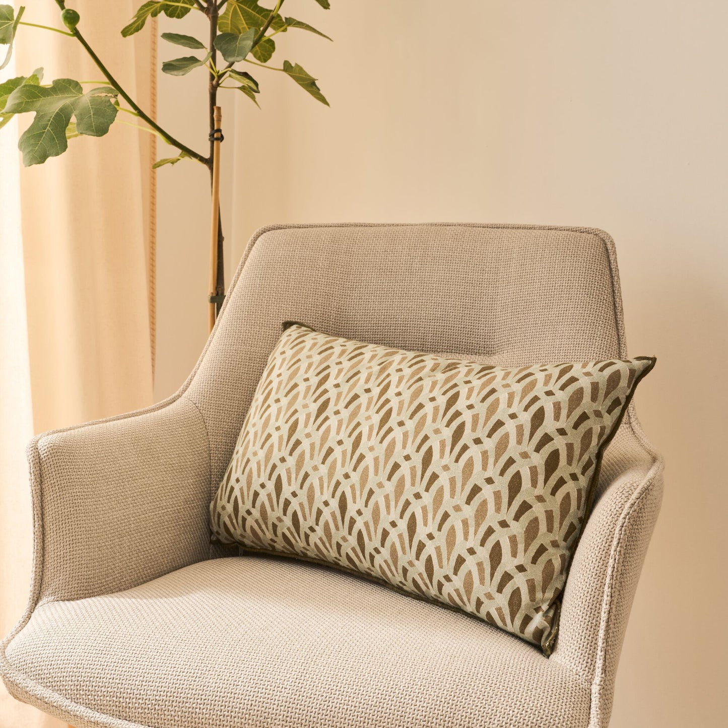 QAR - Coussin en coton à motif 30x50cm - vert