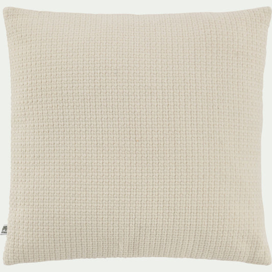 TRAMONTI - Coussin en tissu effet crocheté 45x45cm - blanc écru