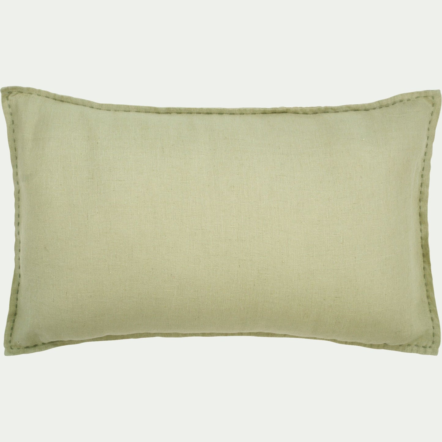 VINON - Coussin en lin lavé finition surpiqure 40x60cm - vert olivier
