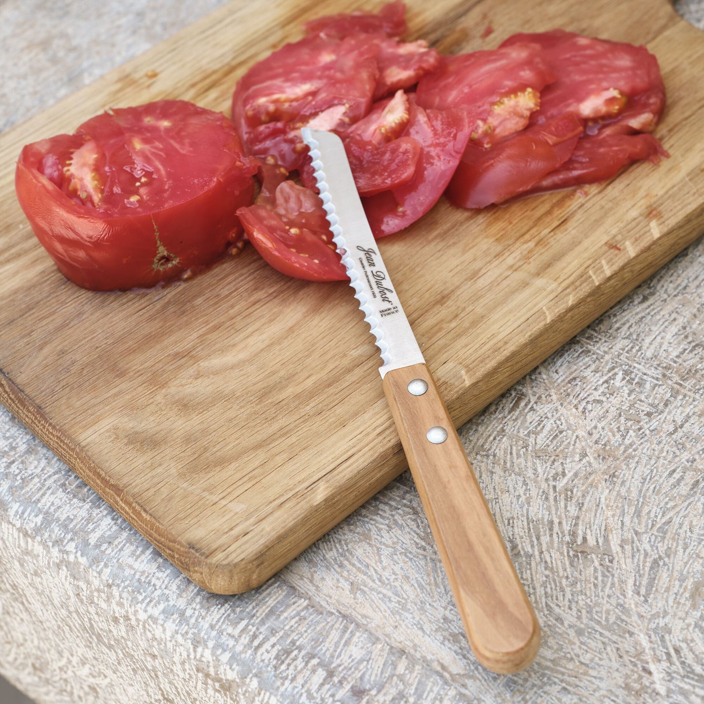 TRADITION - Couteau à tomates en inox et bois d'olivier 21cm - naturel