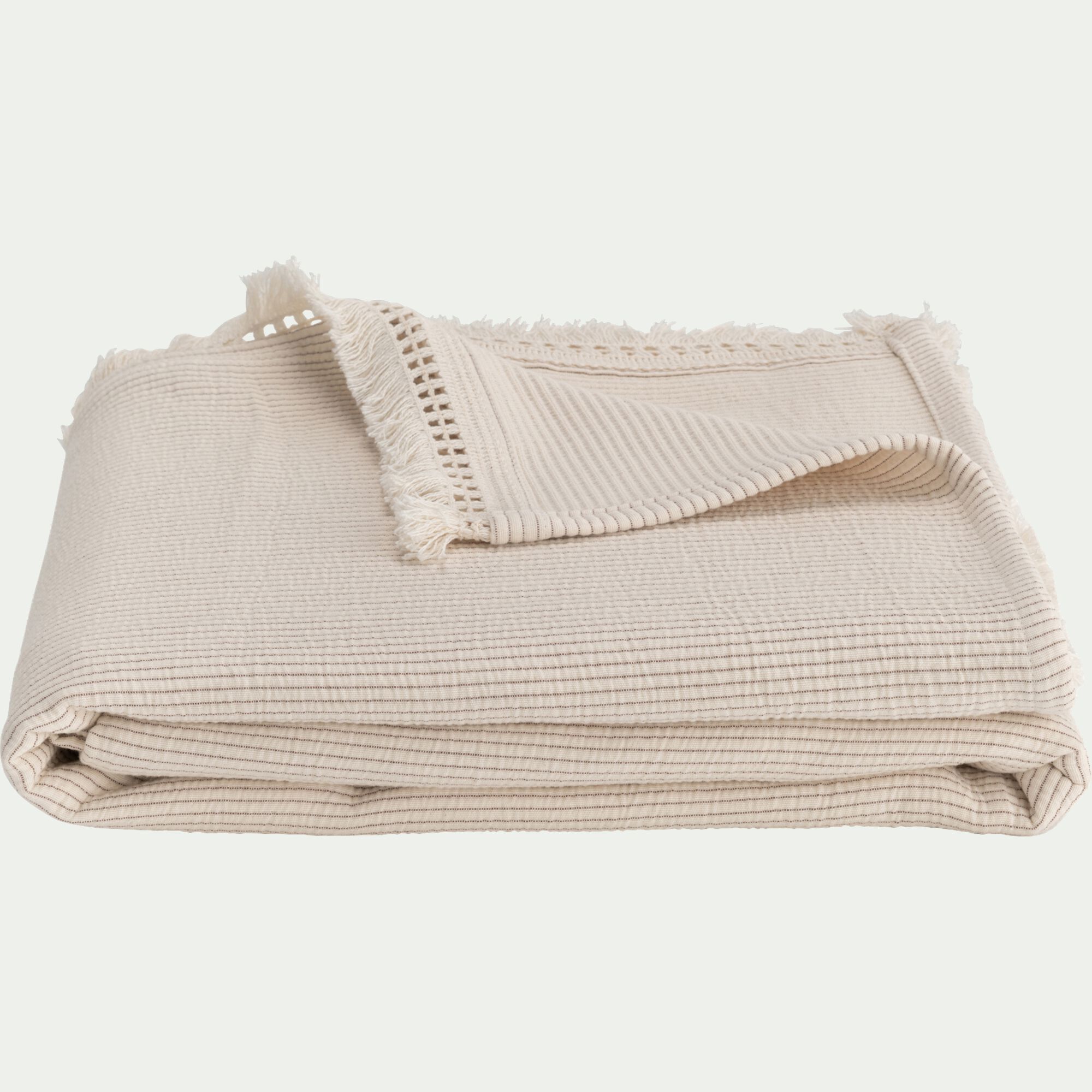 BARLIA - Couvre-lit en coton point ajouré 230x240cm - blanc écru