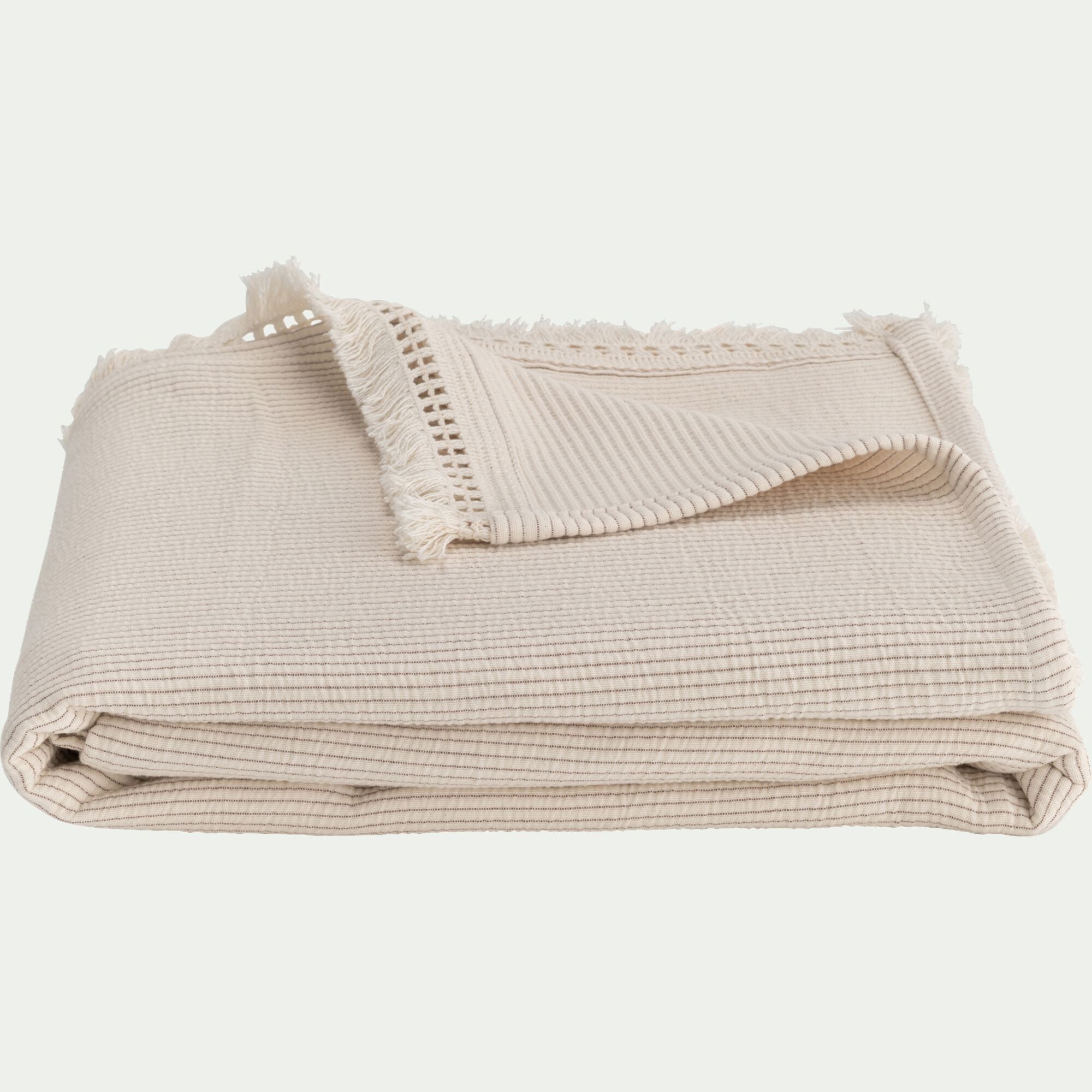 BARLIA - Couvre-lit en coton 180x230cm point ajouré - blanc écru