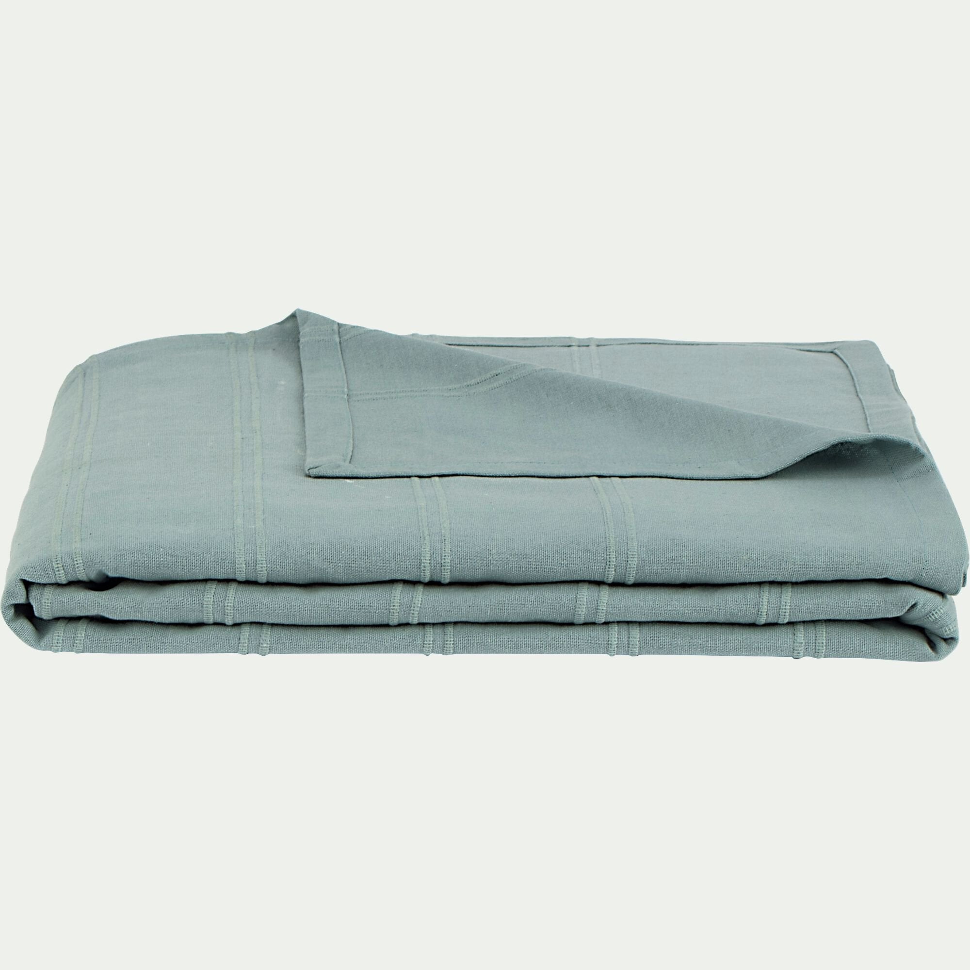 BELCODENE - Couvre-lit tissé en coton 180x230cm - bleu calaluna