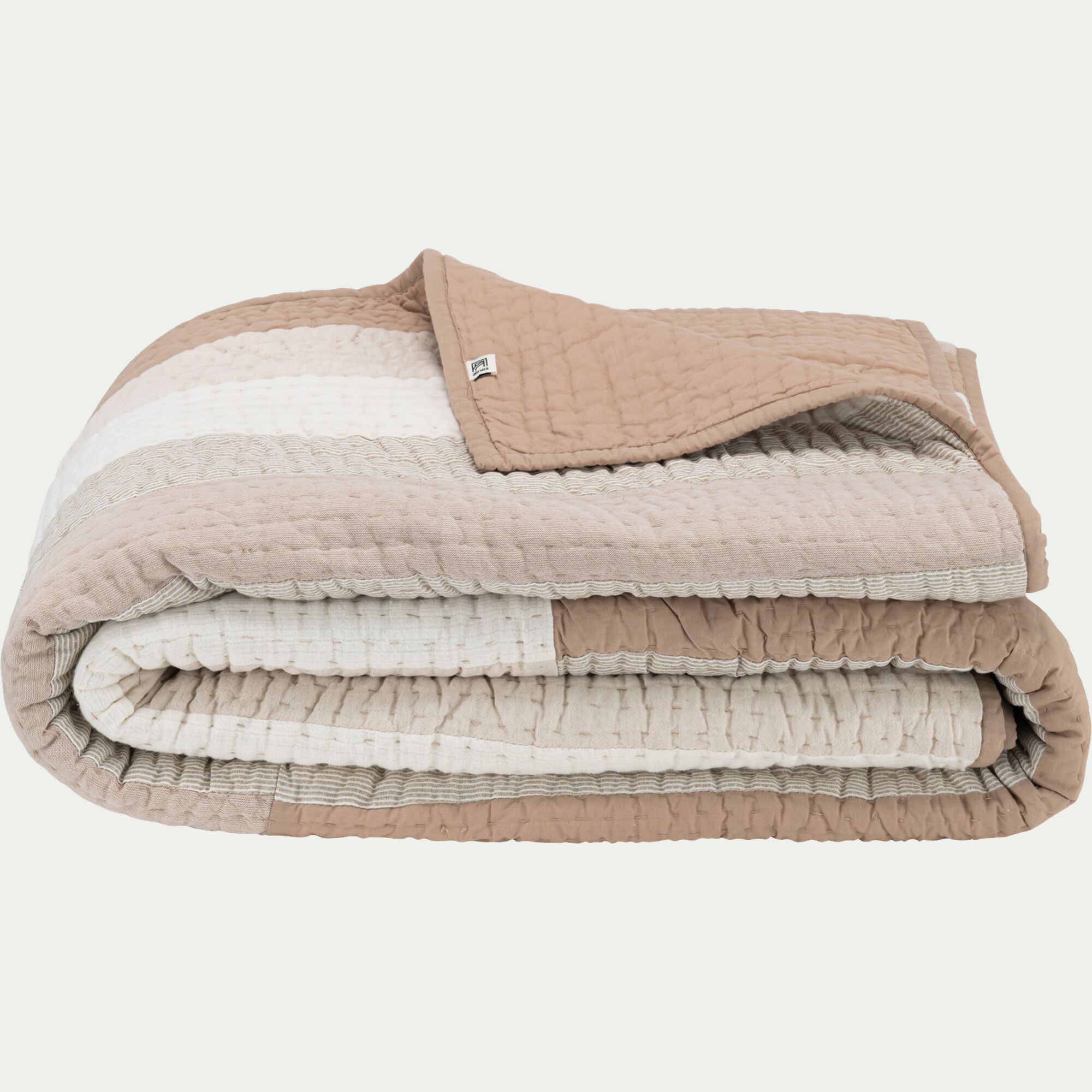 CAMINO - Couvre-lit patchwork en coton 230x250cm - beige