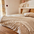 KHANTA - Couvre-lit en coton frangé 230x250cm - beige
