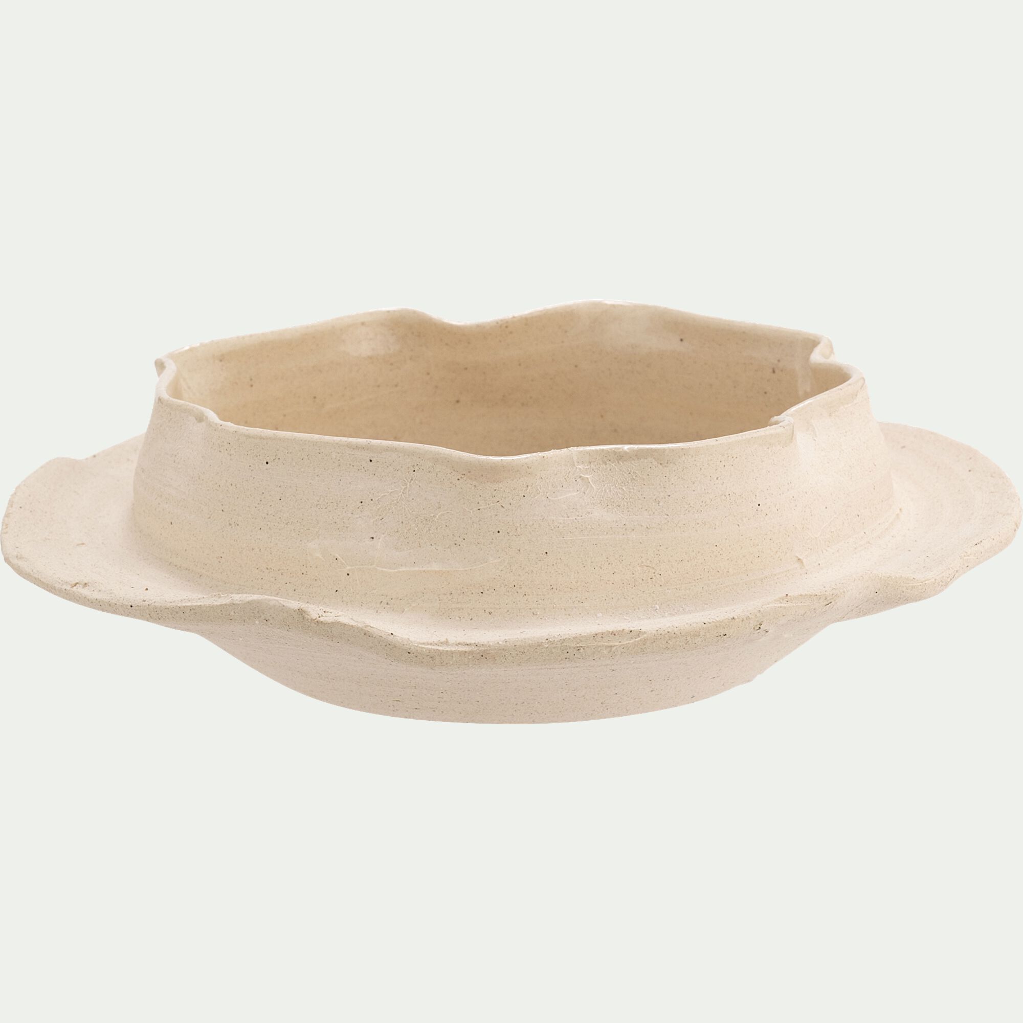 LASSITHI - Objet déco à poser en grès D25xH7,5cm - beige