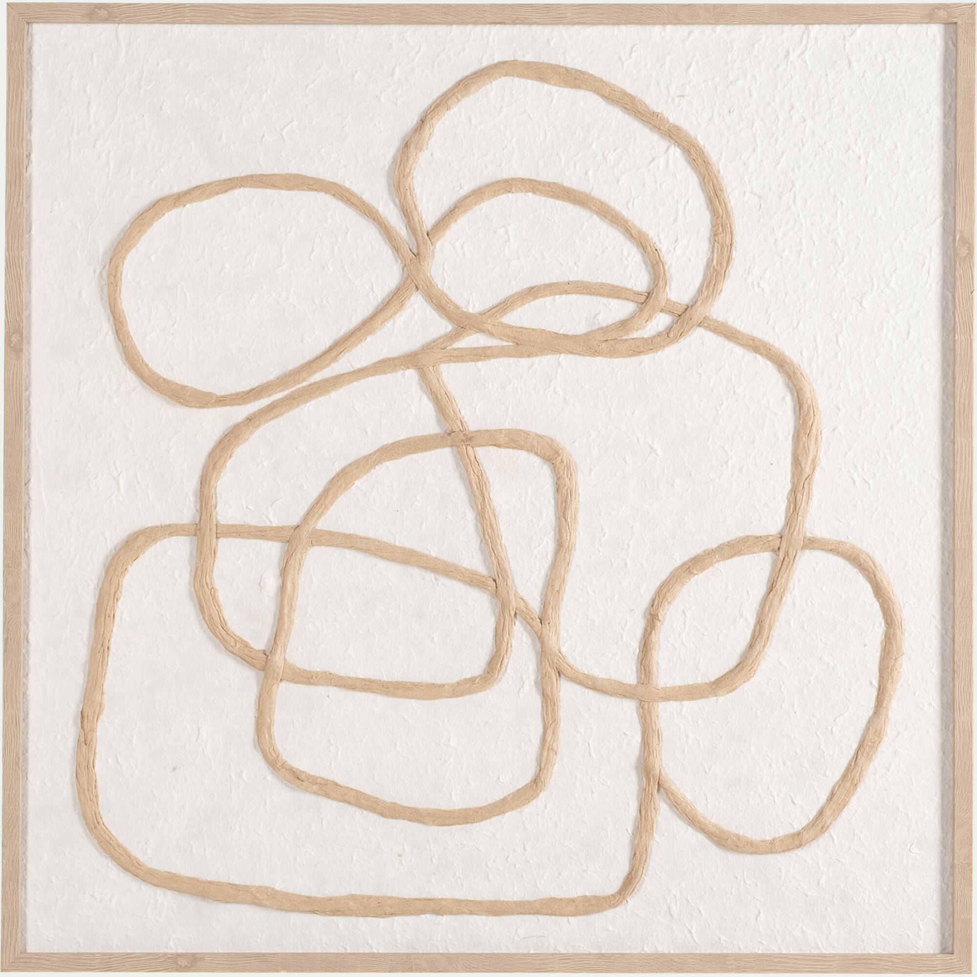 CATTARE - Cadre décoratif en papier travaillé motif contemporain 45x60cm - beige