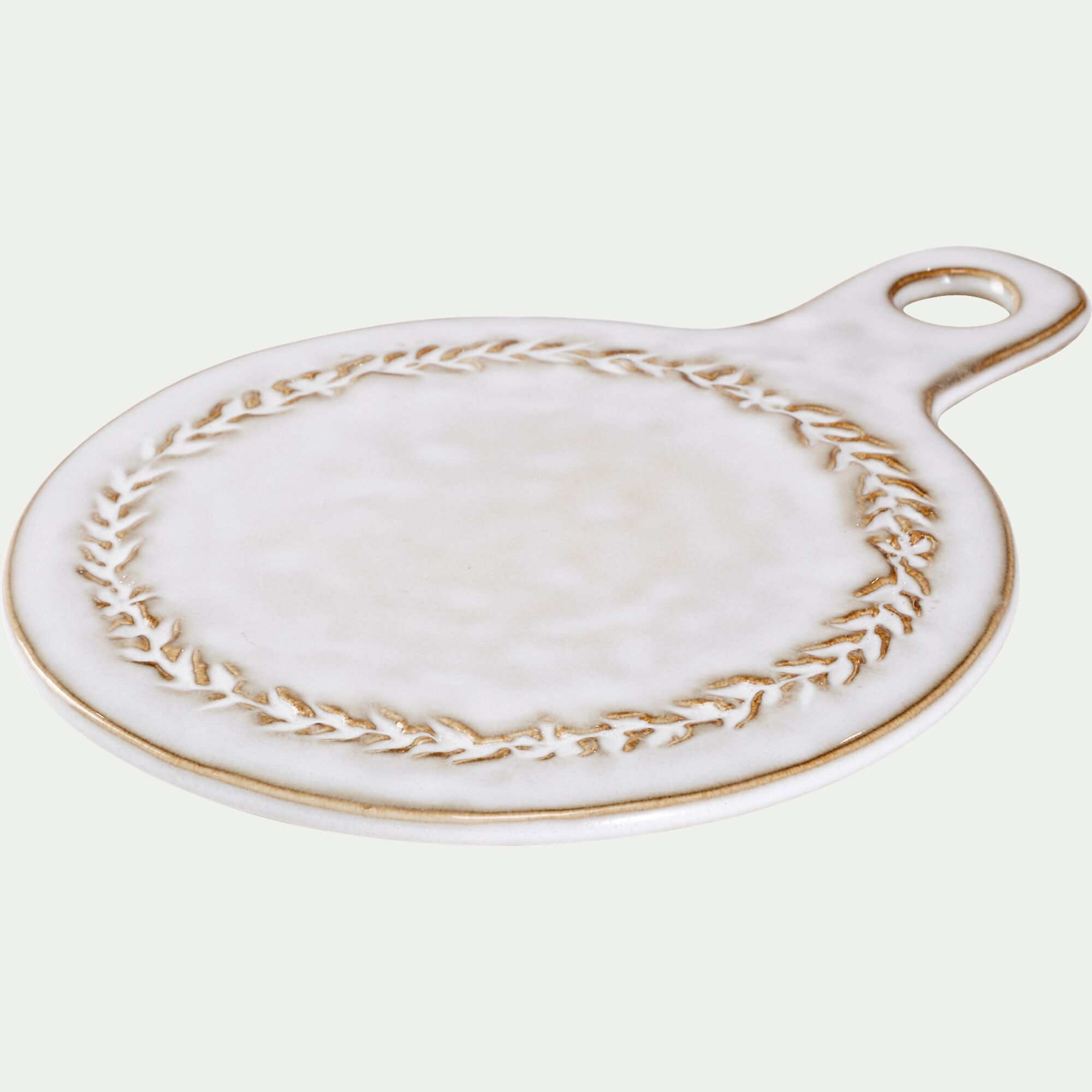 ALBA - Dessous de plat motif végétal en grès D20cm - beige alpilles