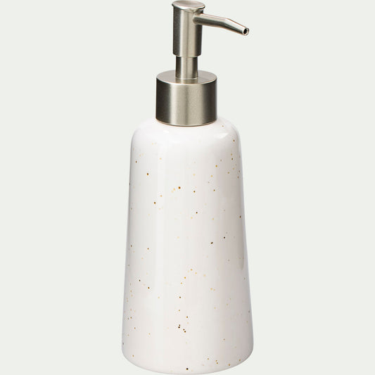 NEOULES - Distributeur de savon en céramique mouchetée - blanc ventoux