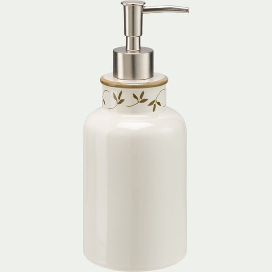 MELINA - Distributeur à savon liquide en grès - blanc