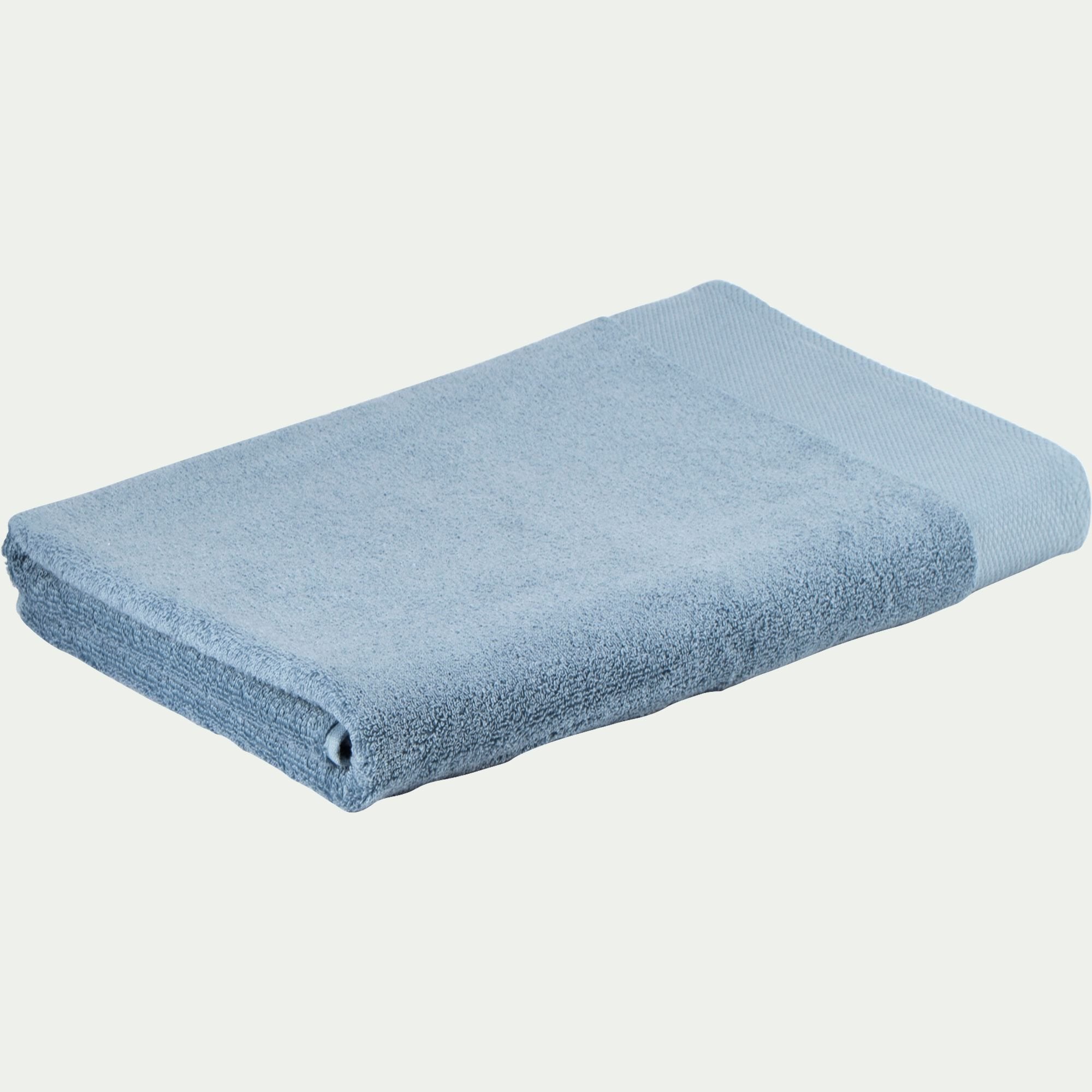 AZUR - Drap de bain en coton peigné - bleu autan 100x150cm