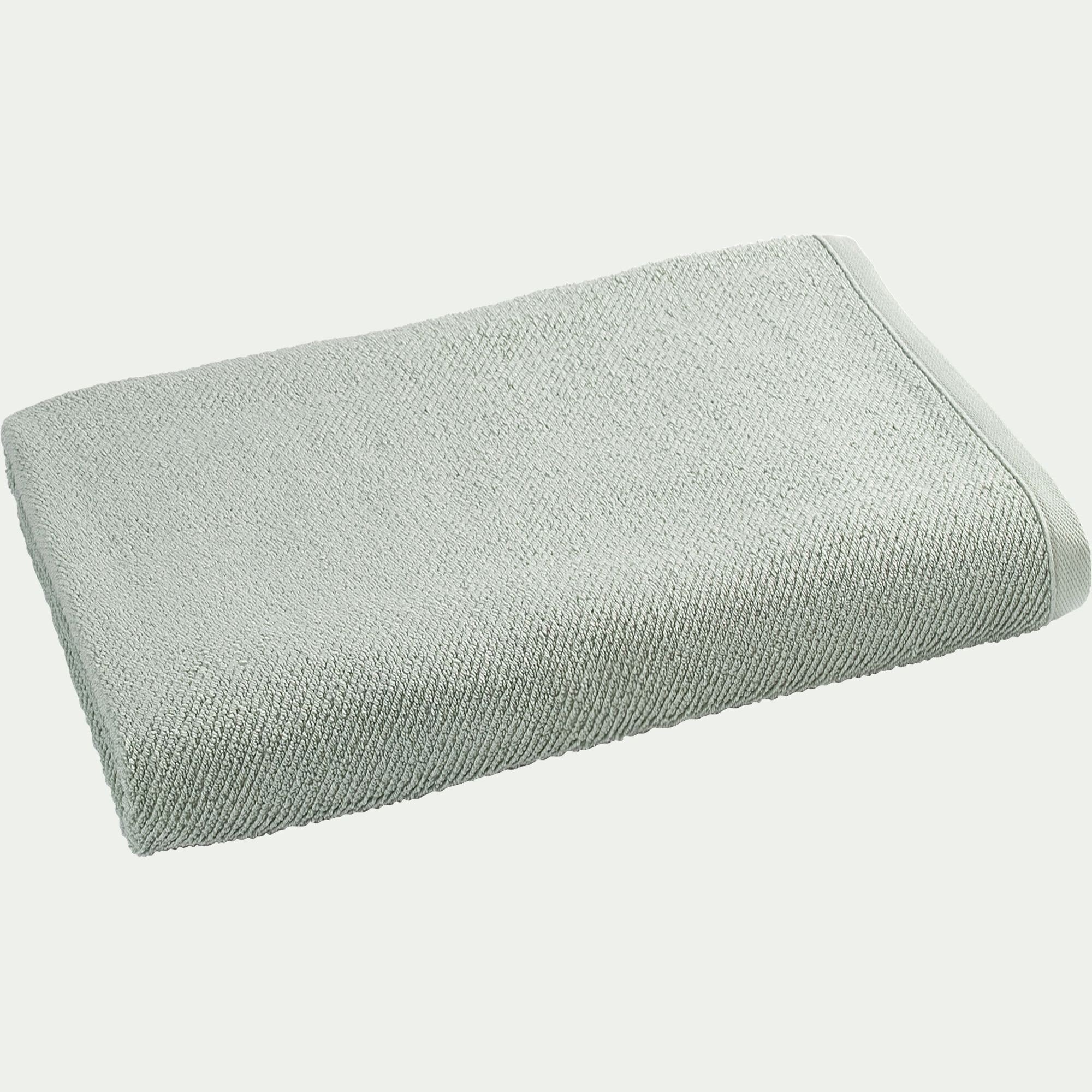 COLINE - Drap de bain en bouclettes de coton bio 90x150cm - vert olivier