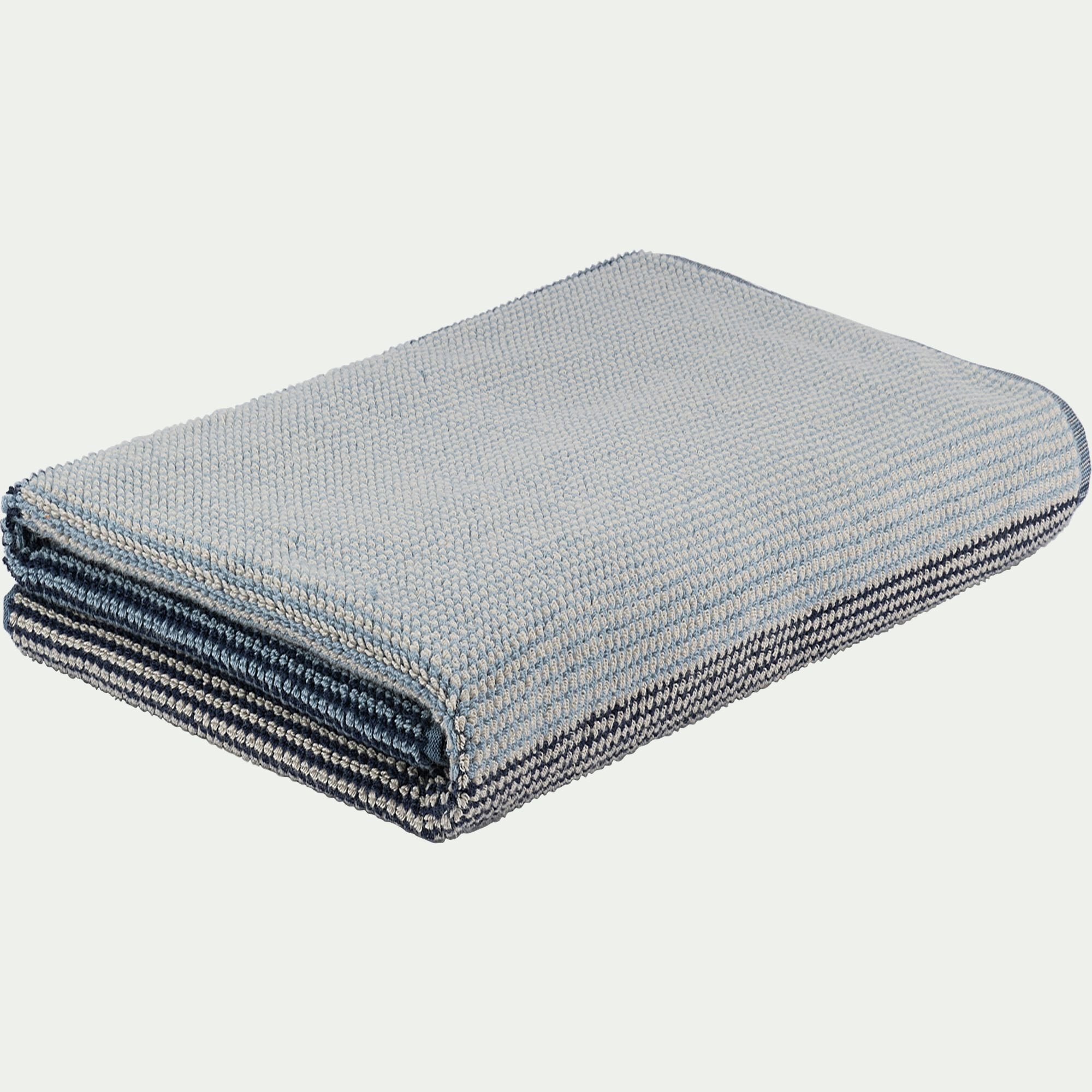 HUGO - Drap de bain bouclette jacquard en coton - bleu 100x150cm