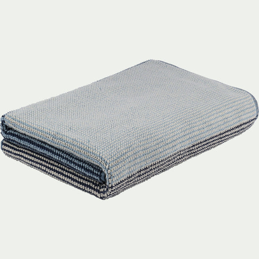 HUGO - Drap de bain bouclette jacquard en coton - bleu 100x150cm