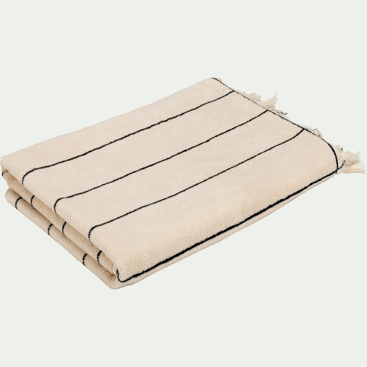 PISELLI - Drap de bain rayé en coton 100x150cm - beige