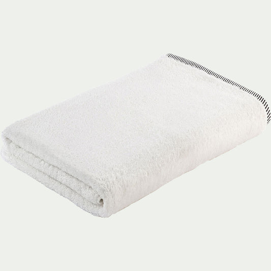 ROMANE - Drap de bain brodé en coton - blanc ventoux 100x150cm