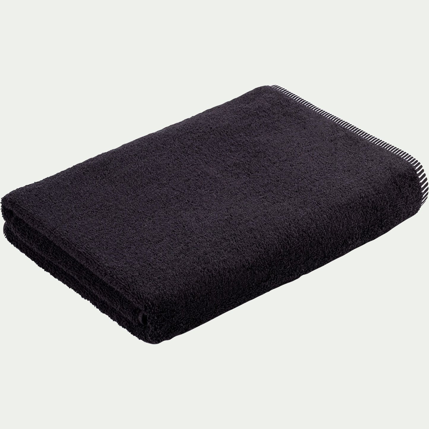 ROMANE - Drap de bain brodé en coton - noir 100x150cm