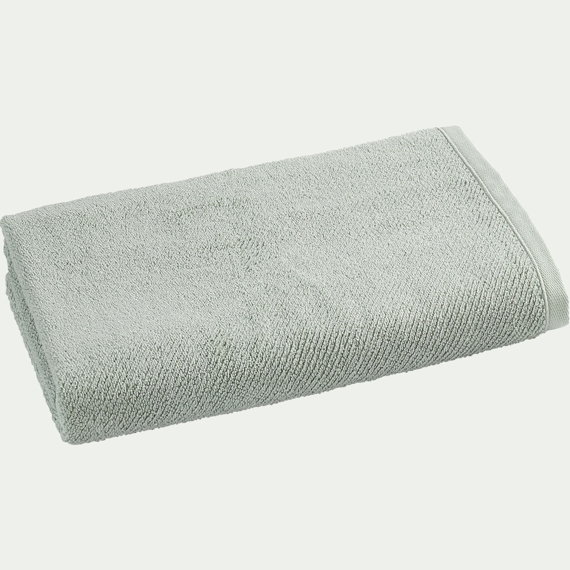 COLINE - Drap de douche en bouclettes de coton bio 70x130cm - vert olivier