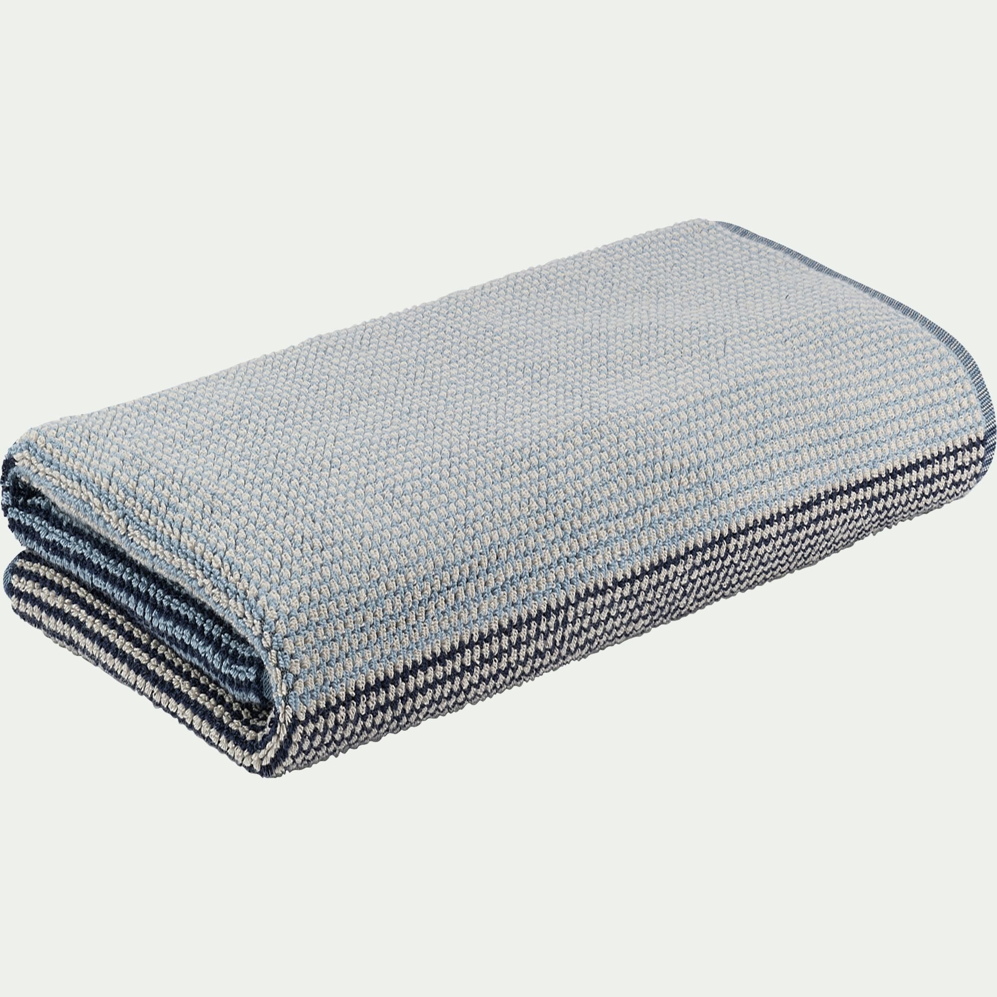 HUGO - Drap de douche bouclette jacquard en coton - bleu 70x140cm