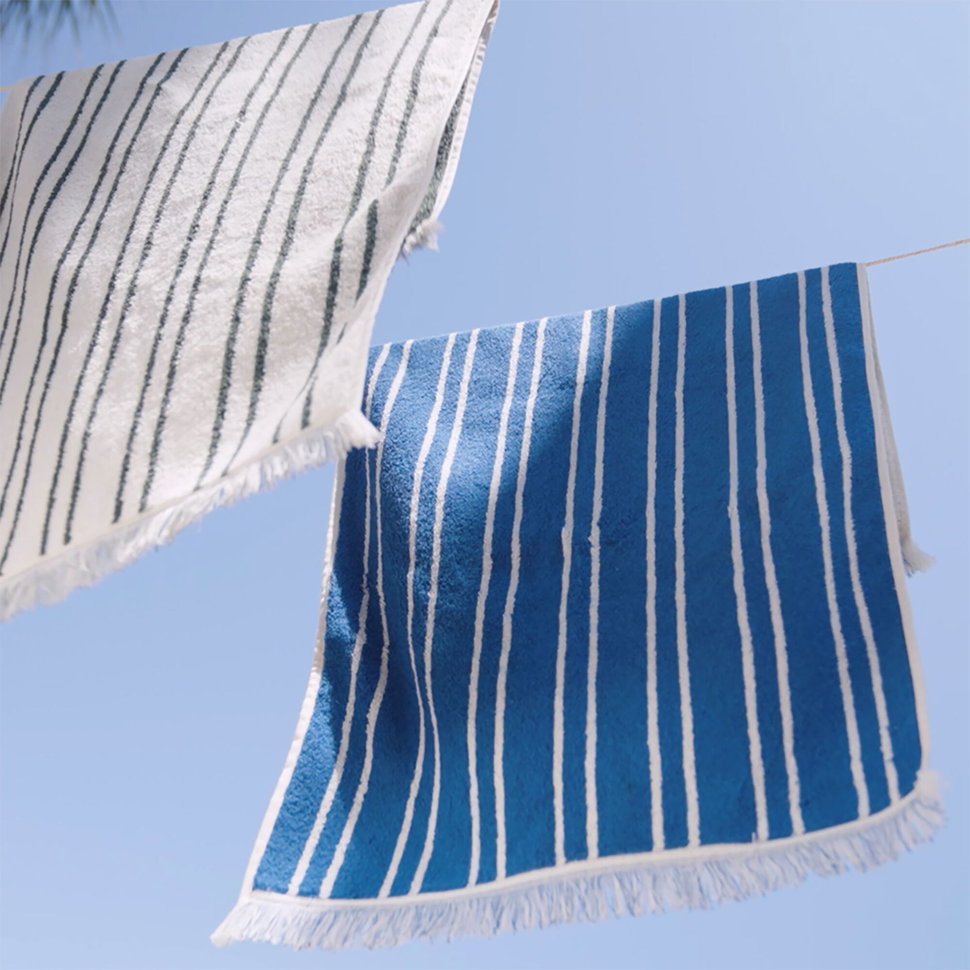 LISTRA - Drap de douche en coton à rayures 70x140cm - vert