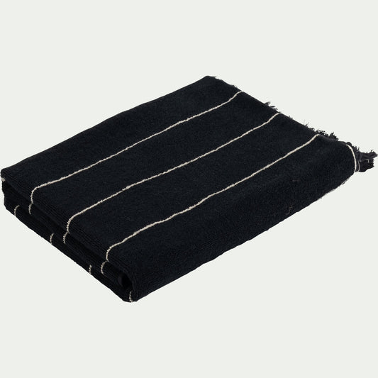 PISELLI - Drap de douche rayé en coton 70x140cm - noir